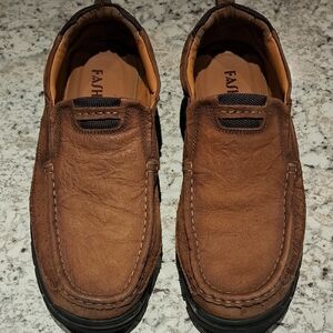 Brown Leather Slip-On Loafers